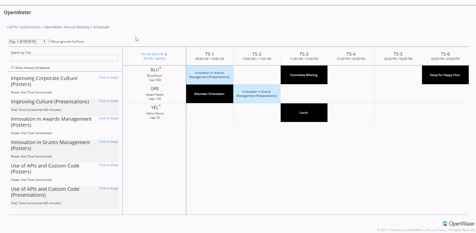 organizing conference sessions