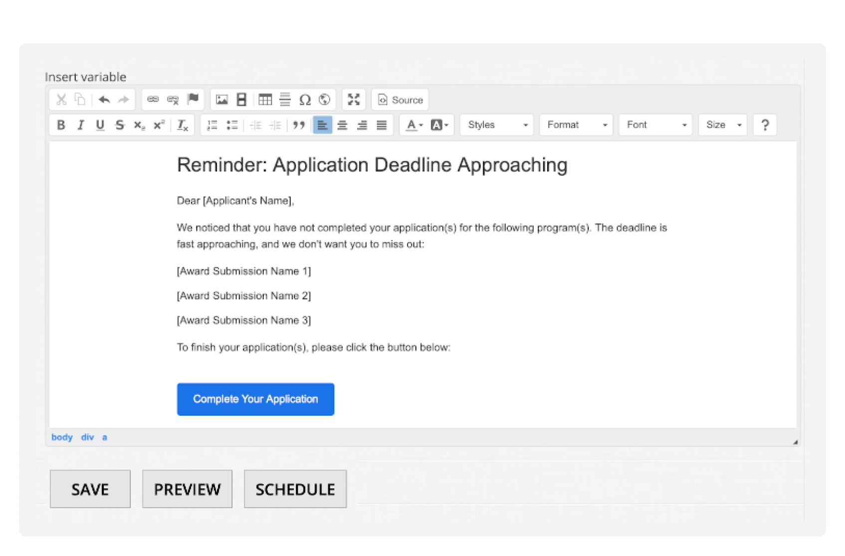 The Email Wizard tool in OpenWater’s abstract software.
