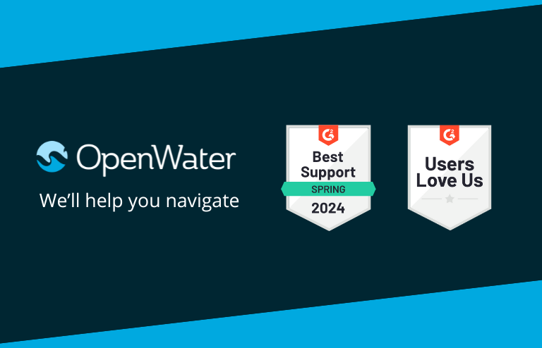 OpenWater logo with Best Support and Users Love Us badges